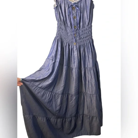 Ostoo Blue Ruffled Maxi Dress NWOT - Picture 4 of 8